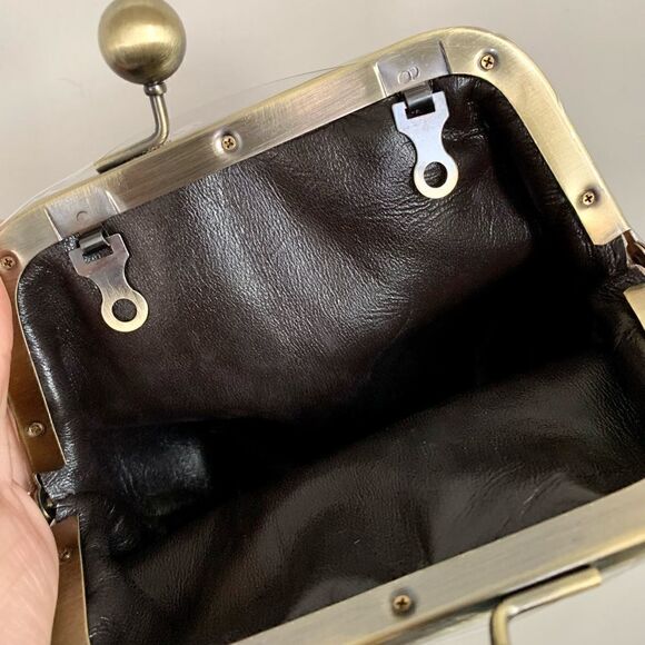 Handmade Vintage Style Genuine Leather Floral Print Purse/Wristlet/Crossbody - Picture 13 of 16